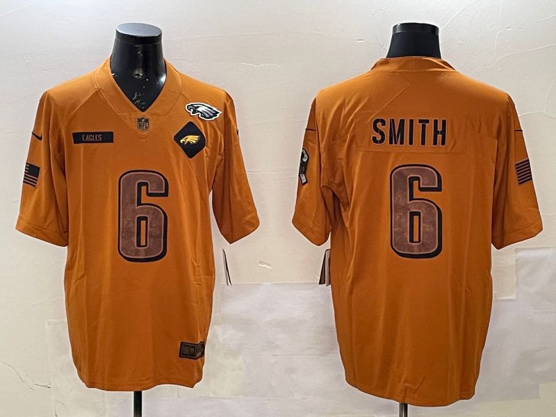 Men Philadelphia Eagles #6 Smith Yellow Nike 2025 Salute to Service Limited NFL Jersey style 5